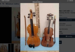 Miniature Decorative Violins with Bows