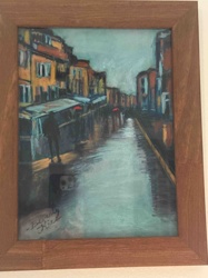 Rainy Cityscape Painting
