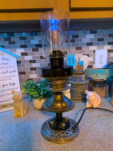 Steampunk Style Table Lamp with Gear Elements