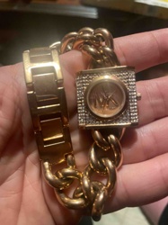 Michael Kors Gold-Tone Pave Crystal Link Bracelet Watch