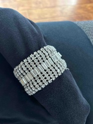 Rhinestone Baguette and Round Crystal Cuff Bracelet