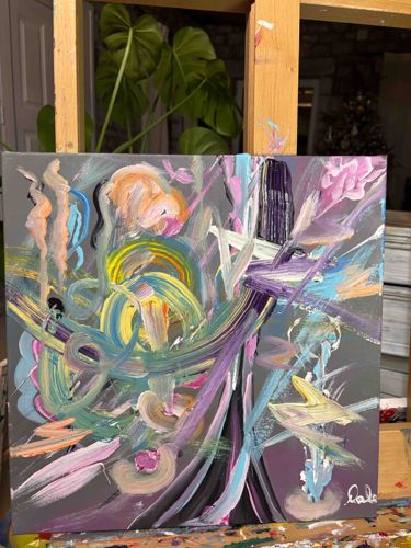 Abstract Gestural Expressionist Painting on Canvas