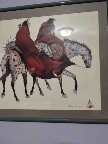 Framed Print: Native American Figures on Appaloosa Horses