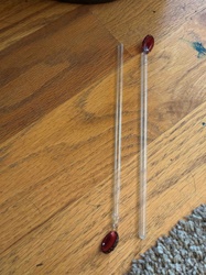 Glass Swizzle Sticks with Red Cabochon Accents