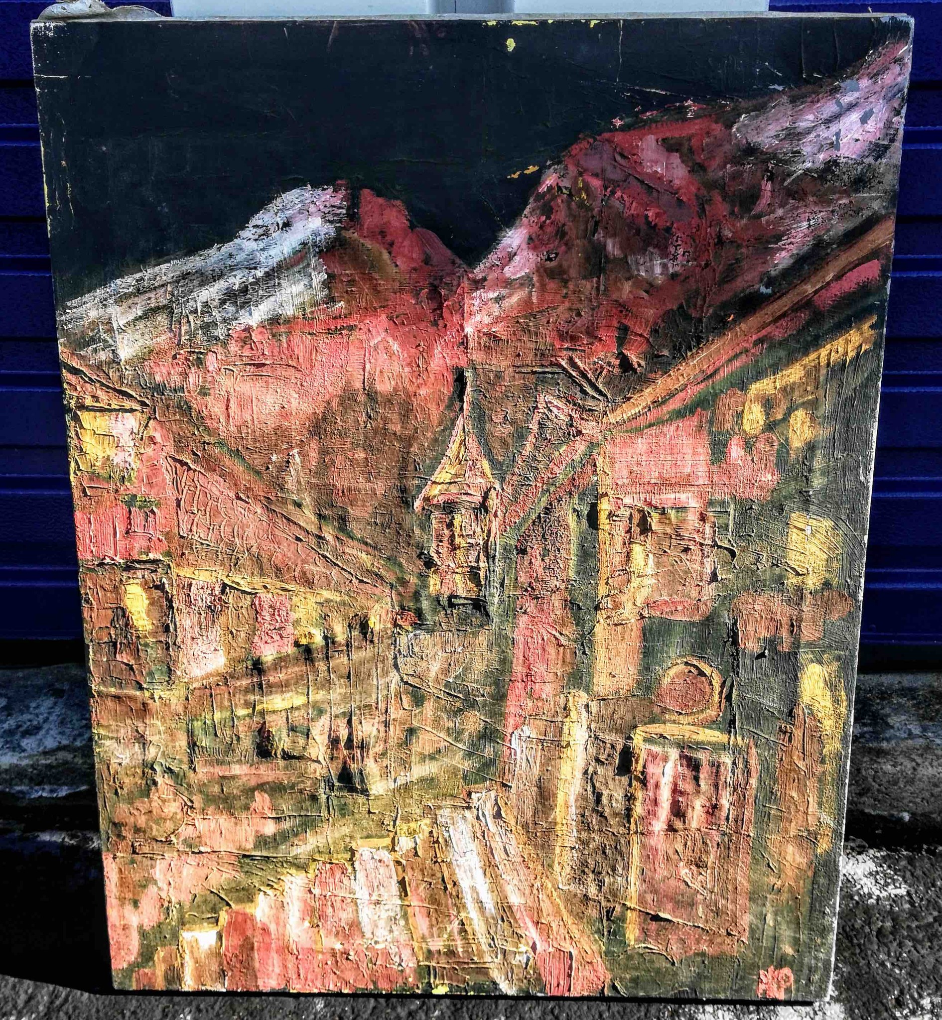 Expressionist Mountain Village Landscape by Max Hermann Pechstein