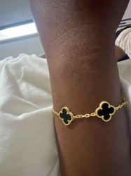 Gold-tone Bracelet with Black Clover Motifs