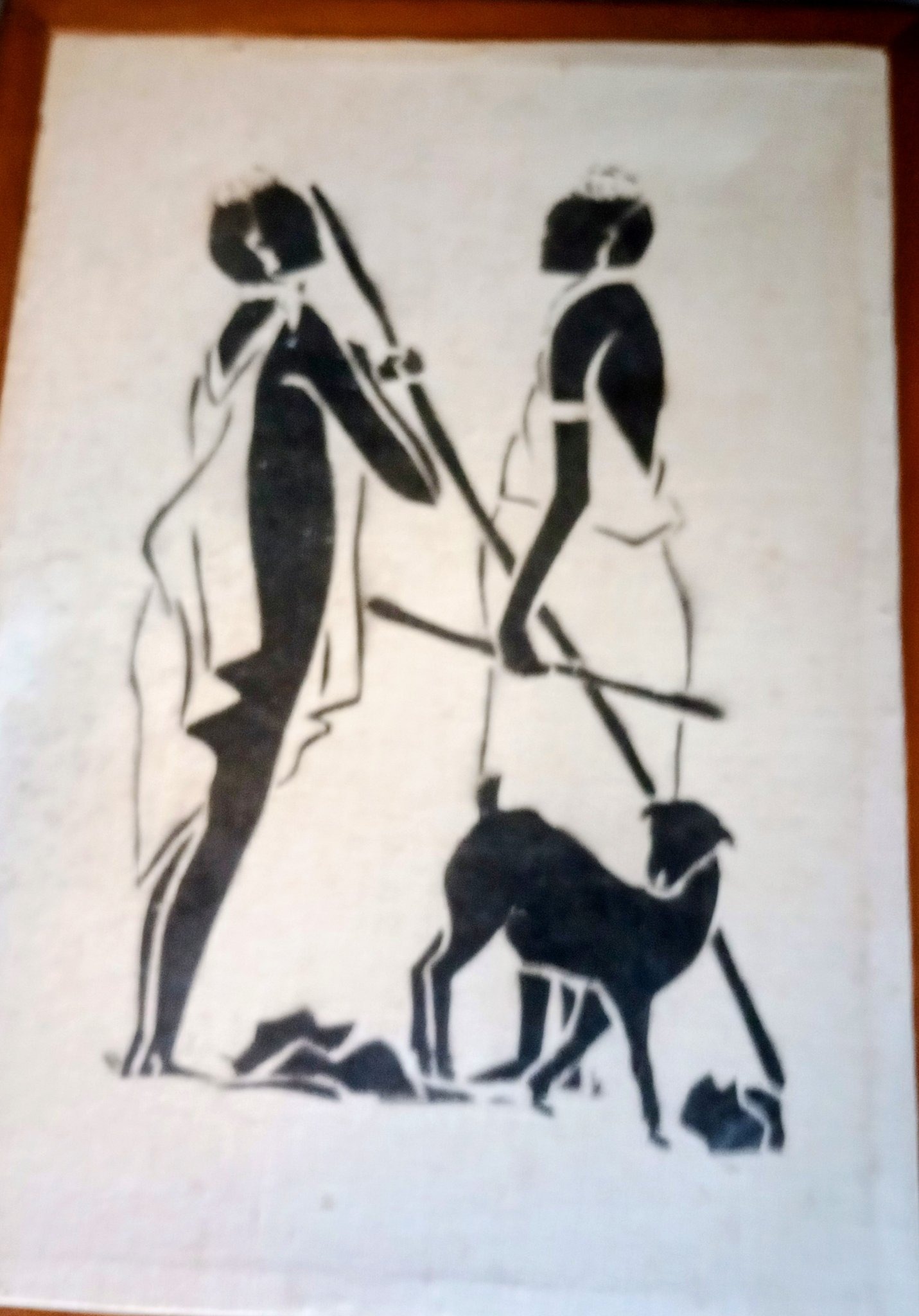 Submitted photo of Monochrome figure and animal illustration print