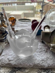 Frosted and Clear Glass Sculpture of Birds or Swans