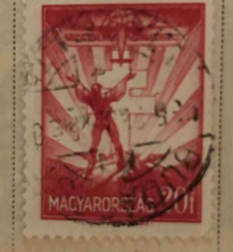 Hungarian 'Strong Man' definitve postage stamp (1946-1948 issue), 20 Filler denomination