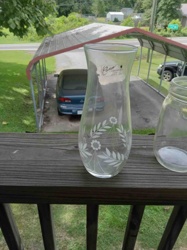 Clear Glass Vase with Frosted Floral Etching