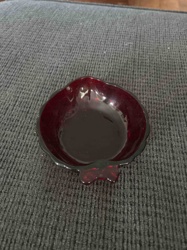 Scalloped Red Glass Dish/Ashtray