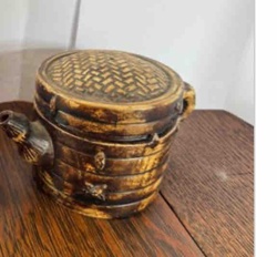 Bamboo-Motif Ceramic Teapot or Server