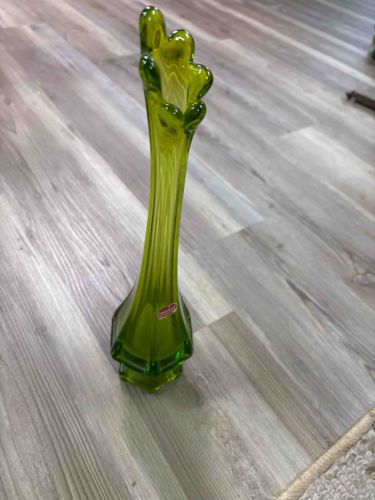 Mid-Century Modern Green Art Glass Vase