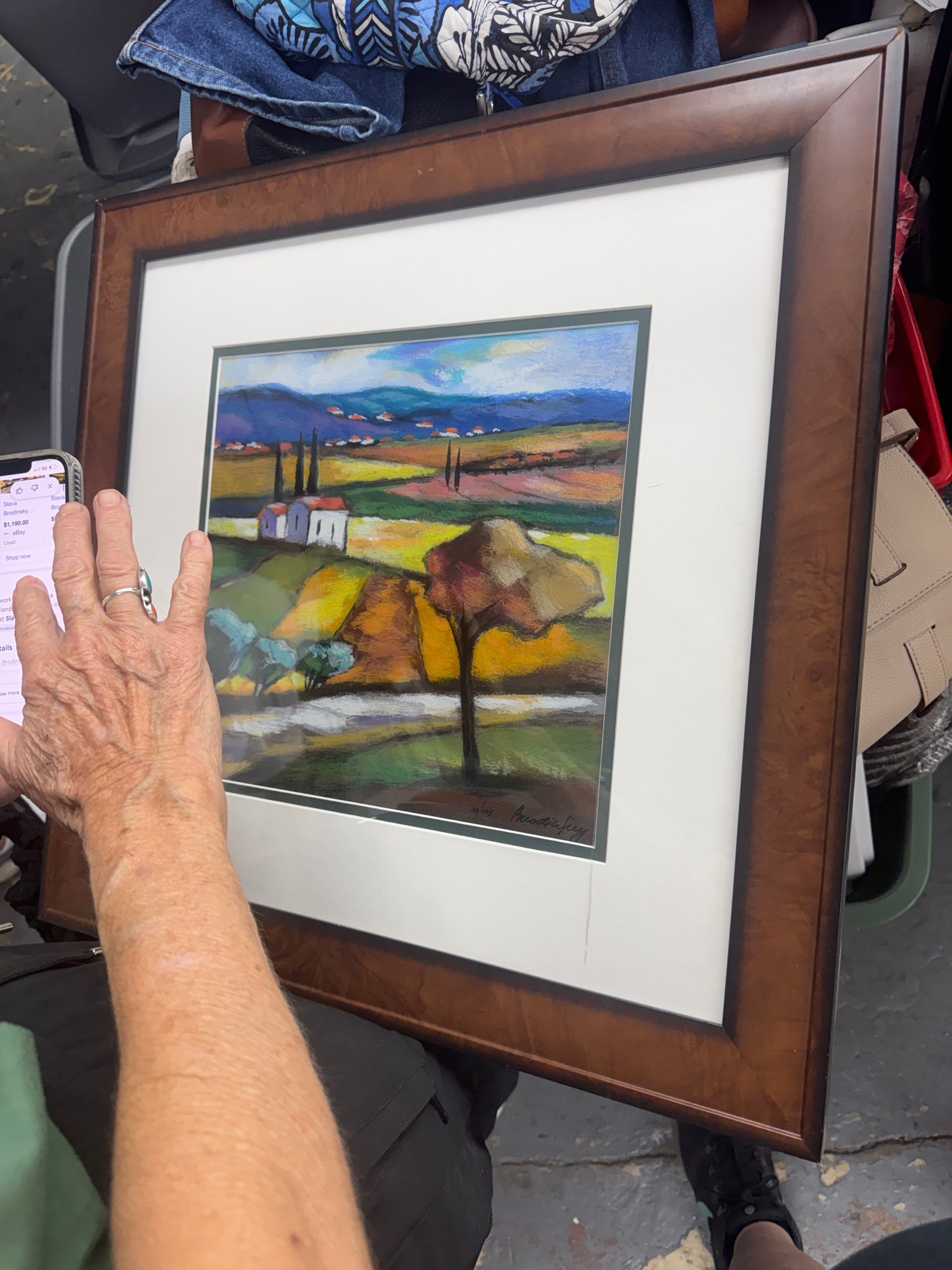 Submitted photo of Pastel landscape signed 'Slava Brodinsky'