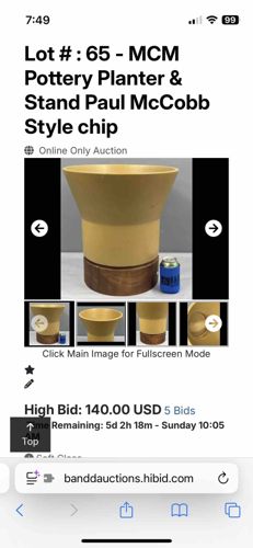 MCM Pottery Planter & Stand (Paul McCobb Style)