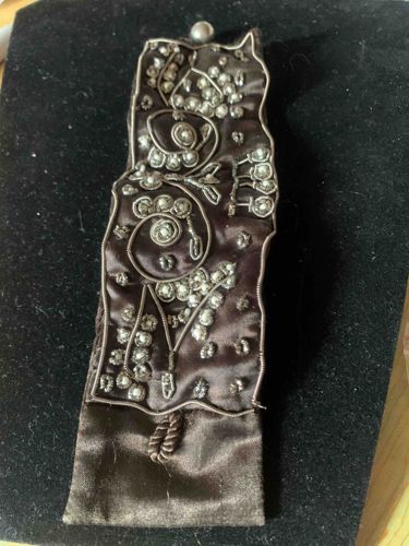 Vintage Metallic Silk Satin Embellished Cuff or Pouch Flap