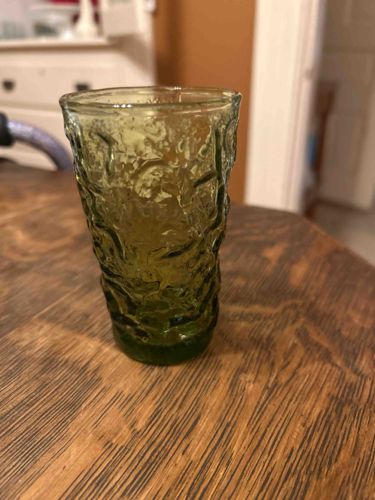 Vintage Green Textured Glass Tumbler