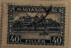 Hungarian 40 Filler Stamp featuring Budapest panorama