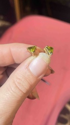 Peridot Trillion Cut Stud Earrings