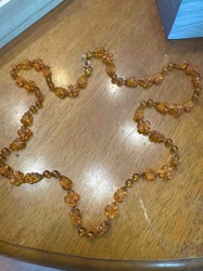 Amber-Colored Glass/Resin Beaded Necklace