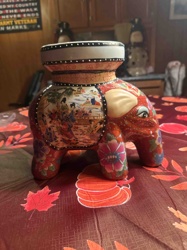 Hand-Painted Elephant-Shaped Planter or Holder