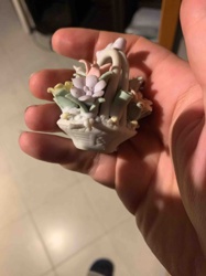 Miniature Floral Basket Figurine