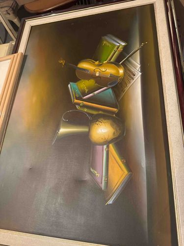 Still Life Painting with Musical Instruments and Books