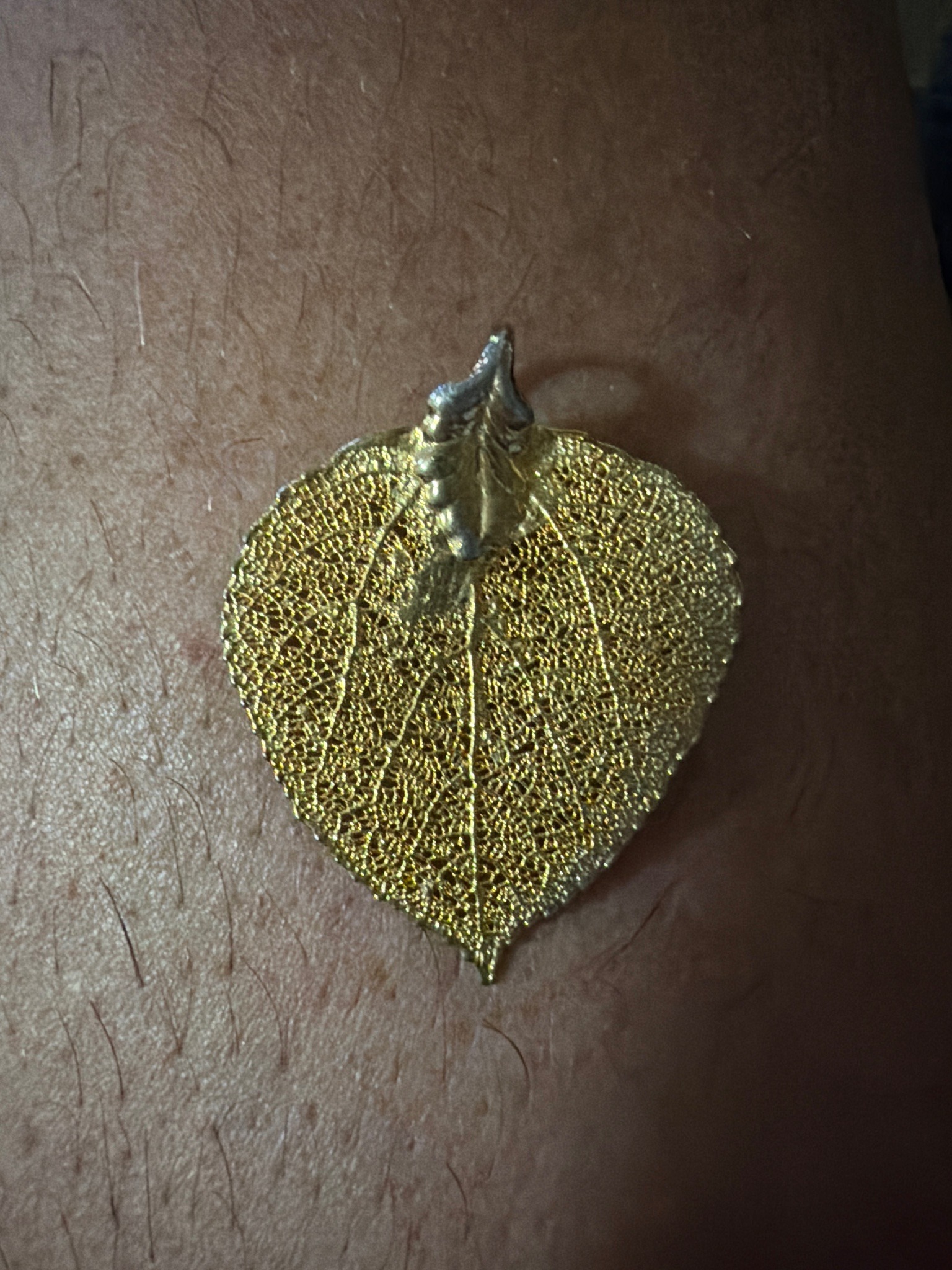 Submitted photo of Gold-plated filigree leaf pendant