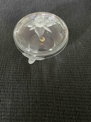 Frosted Rose Finial Glass Lidded Trinket Box / Covered Dish