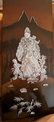 Asian Lacquer Panel with Mother-of-Pearl Inlay of Shoulao and Children