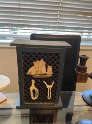 Nautical-Themed Decorative Box/Lantern with Ship and Knot Appliqués