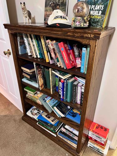 Wood Bookcase with Assorted Books