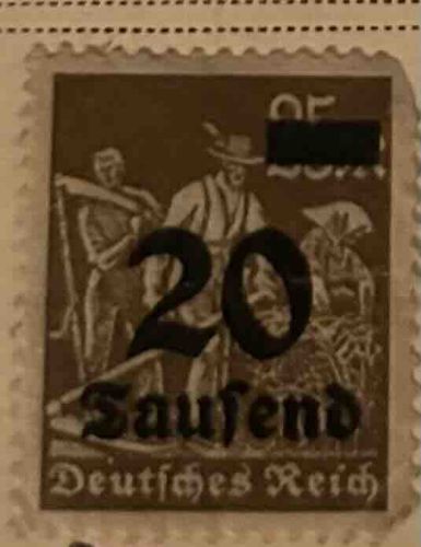 German Hyperinflation Stamp: 20 Tausend (Twenty Thousand)