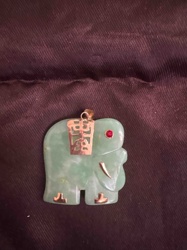 Jade Elephant Pendant with Gold-Tone Accents