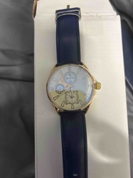 Men's Two-Tone Dial Gold-Tone Watch with Blue Leather Strap