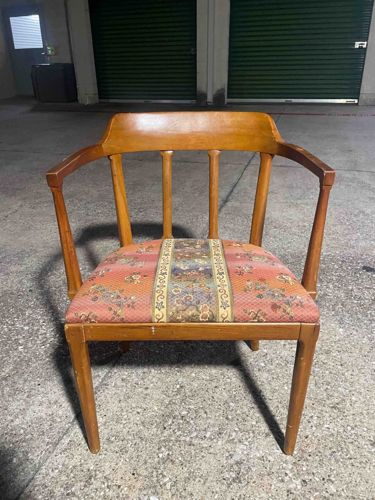 Vintage Wooden Armchair with Upholstered Seat
