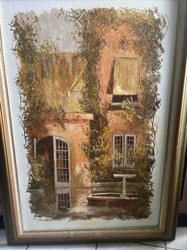 Oil Painting: Mediterranean Courtyard Scene