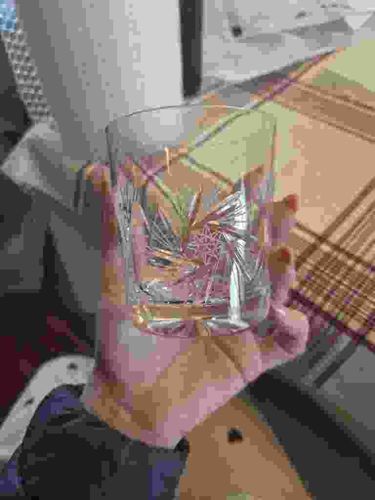 Pinwheel Pattern Cut Crystal Double Old Fashioned Glass