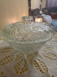Pressed Glass Covered Candy Dish or Butter Dish