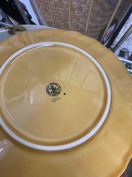Mustard Yellow Glazed Ceramic Plate with 'Made in Portugal' Mark