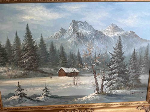 Winter Mountain Landscape Painting
