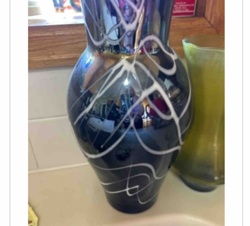 Modern Decorative Black and White Swirl Art Glass Vase