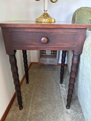 Antique/Vintage One-Drawer Side Table with Bobbin-Turned Legs