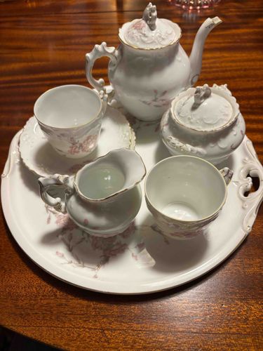 Vintage Porcelain Tea Set with Serving Tray