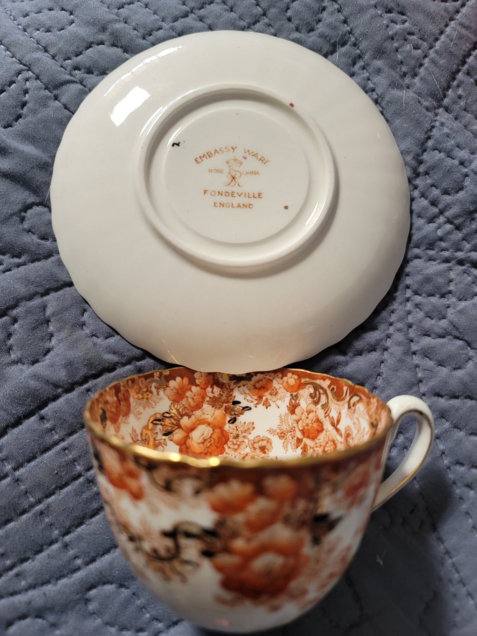 Submitted photo of Embassy Ware Fondeville Bone China Tea Cup and Saucer (not authenticated)