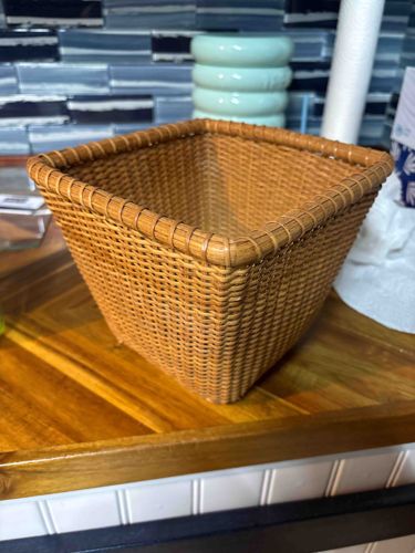 Vintage Squared Woven Rattan Storage Basket