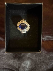 14k White Gold and Sapphire Cocktail Ring with Diamond Accents