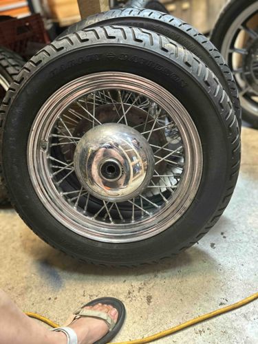Harley-Davidson Chrome Wire-Spoke Motorcycle Wheel Assembly with Tire