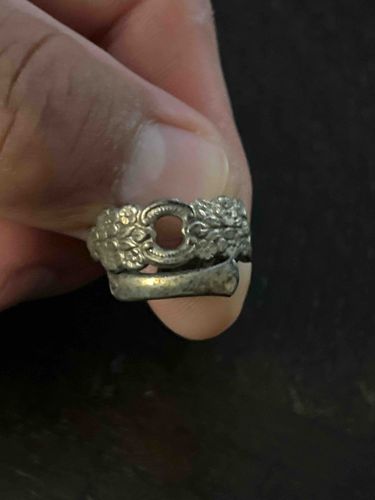 Ornate Silver-Toned Spoon Ring