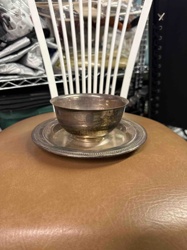 Silver-Toned Bowl and Saucer Set